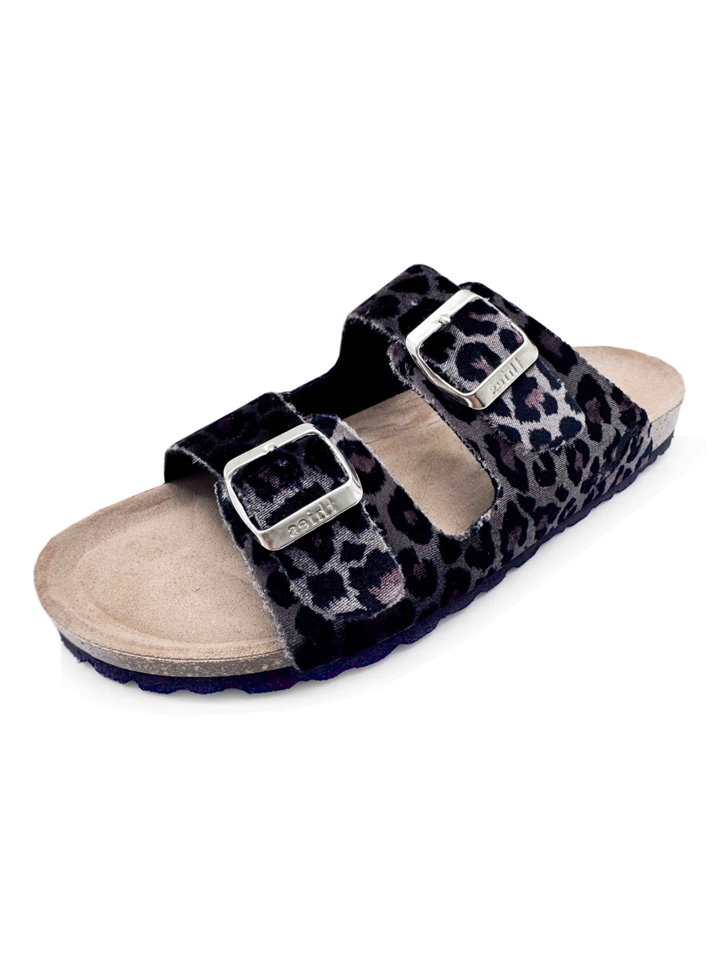 thies Pantolette 'thies 1856 ® Rec Velvet Leo Sandal'‌ in Grau: Vorderseite
