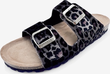 thies Pantolette 'Rec Velvet Leo Sandal' in Grau: Vorderseite