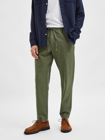 Regular Pantalon 'Newton' SELECTED HOMME en vert : devant