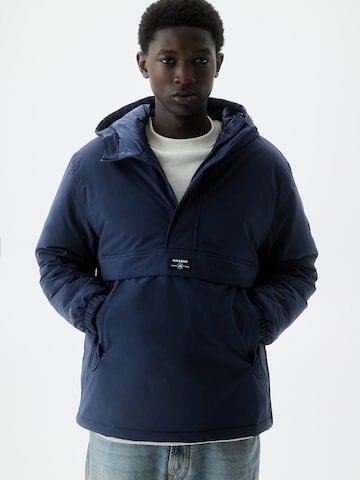 Pull&Bear Zimska jakna | modra barva: sprednja stran