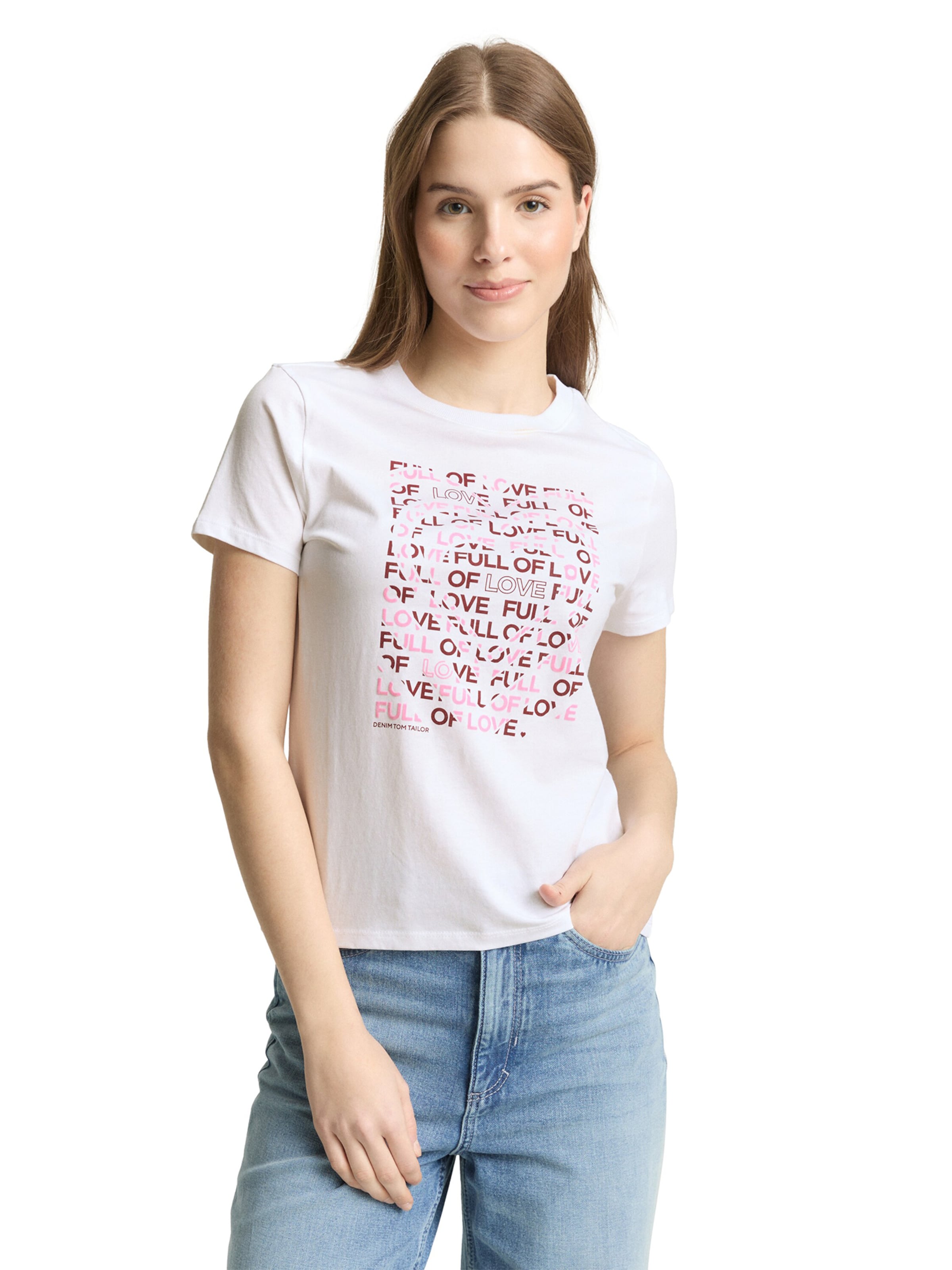 T-shirt TOM TAILOR DENIM en blanc : devant