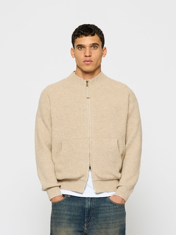 Burocs Knit Cardigan in Beige: front
