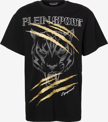 Plein Sport Футболка 'Tiger Golden Scratch' в Черный: спереди