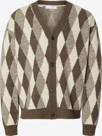 SELECTED HOMME Knit Cardigan in Brown: front