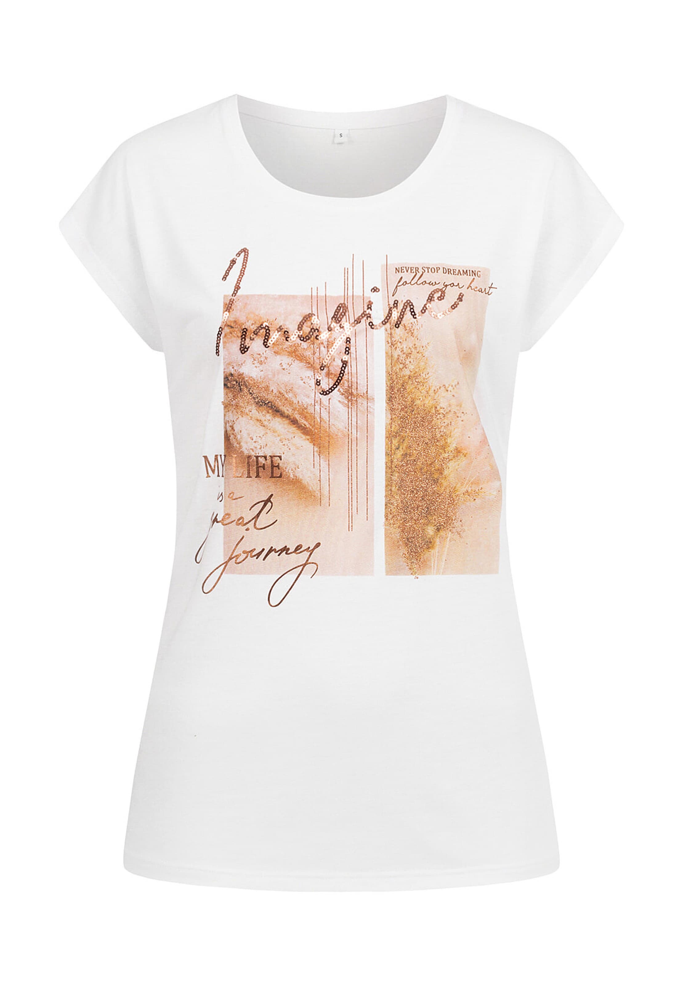 Cloud5ive Camisa 'Imagine' em XL em bege / castanho / castanho escuro / branco, Vista do artigo