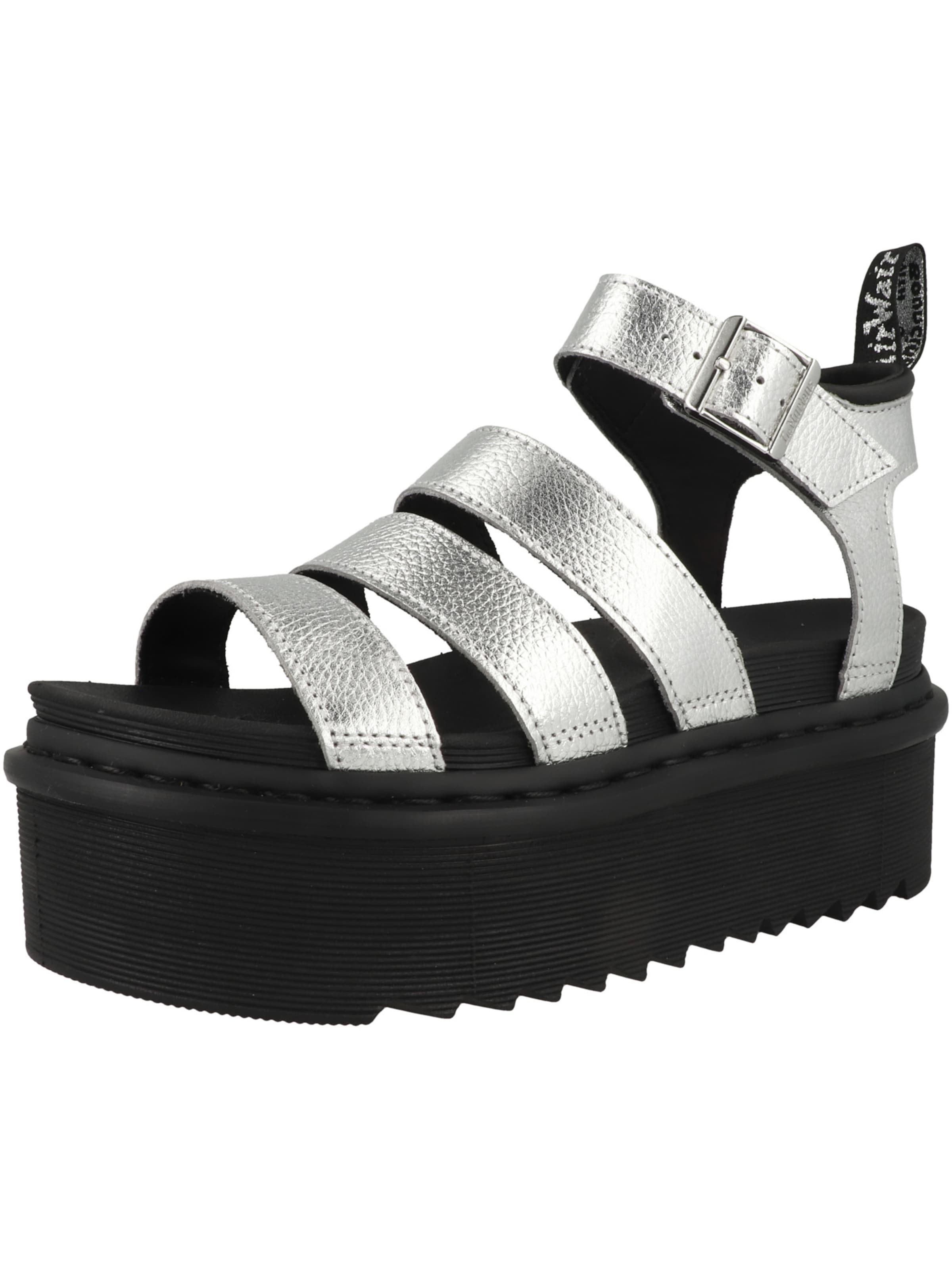 Sandalo con cinturino di Dr. Martens in argento: frontale