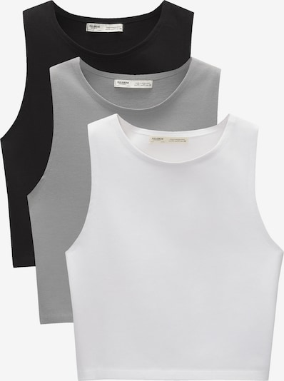 Pull&Bear Top in grau / schwarz / weiß, Produktansicht