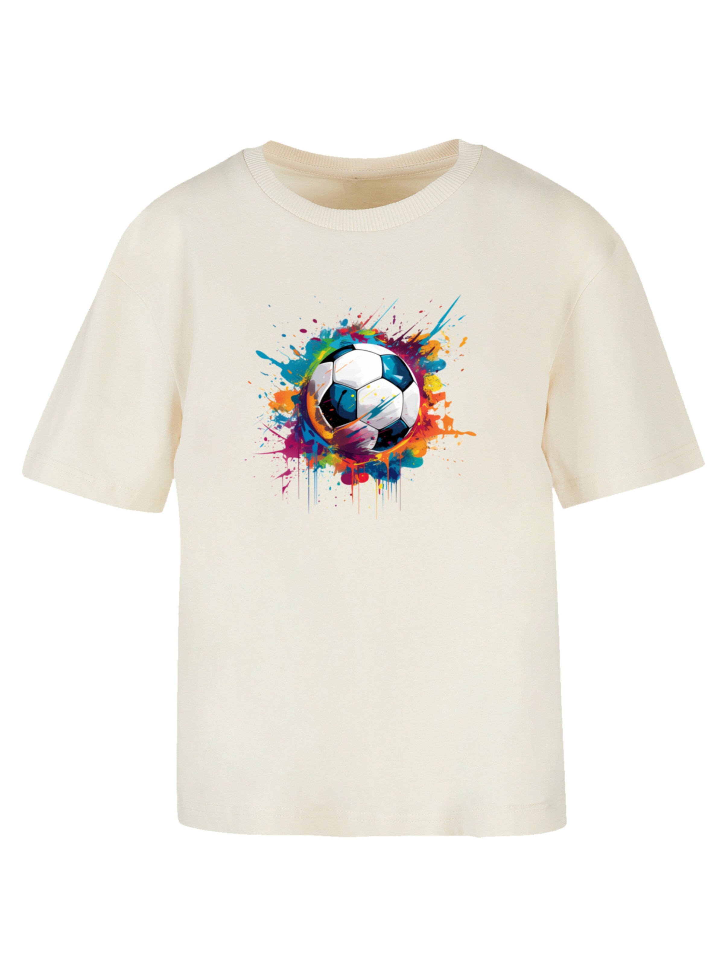 F4NT4STIC T-Shirt 'Bunte Fußball' in Beige: Vorderseite