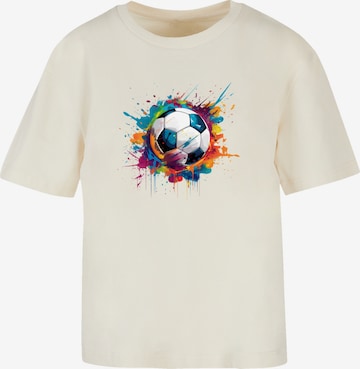 F4NT4STIC T-Shirt 'Bunte Fußball' in Beige: Vorderseite