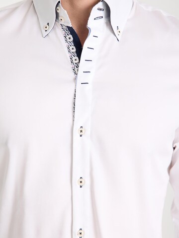 Slim fit Camicia business 'Roma Satin Man Shirt Green' di 7Camicie in bianco