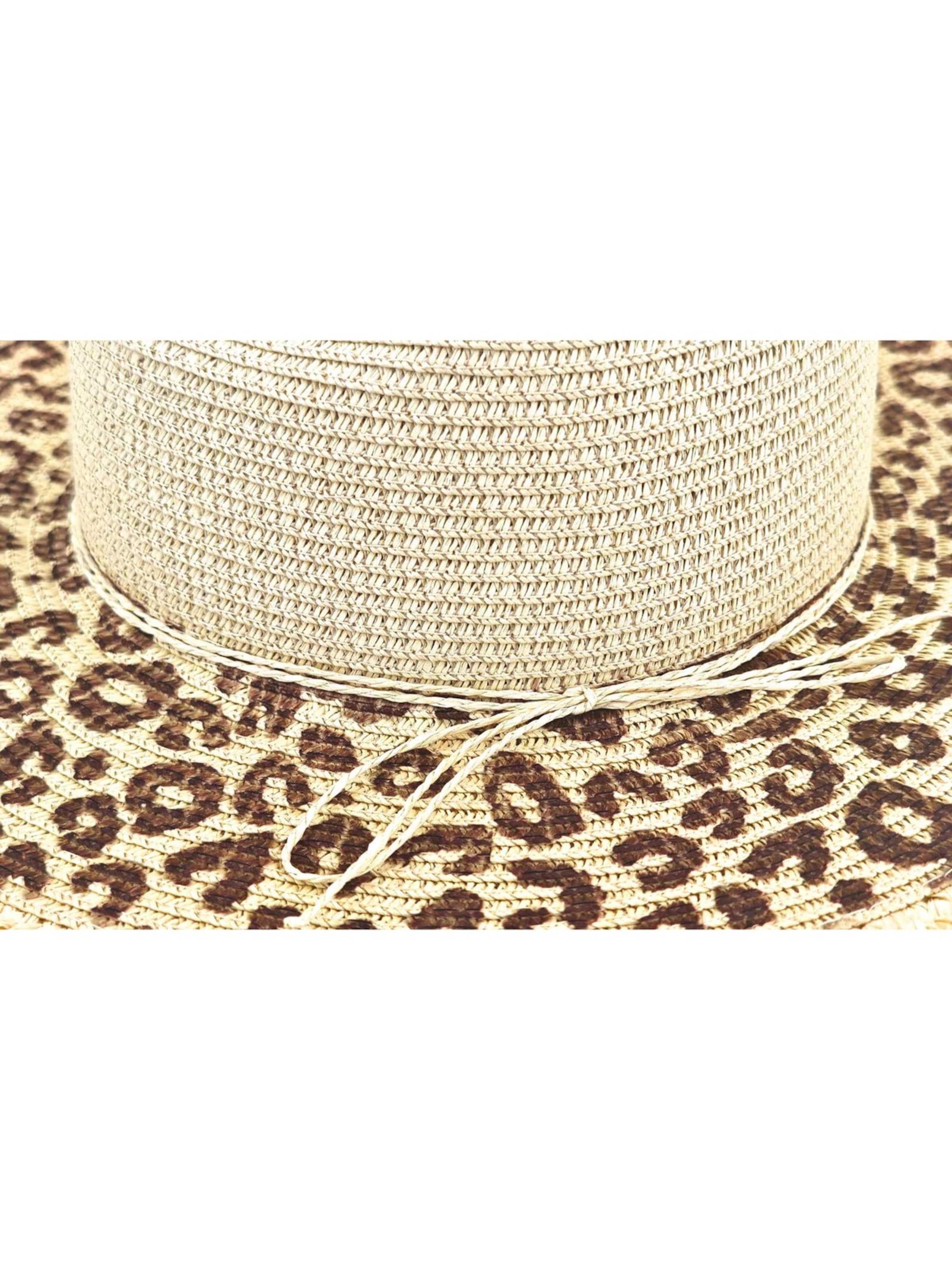 styleBREAKER Hat 'Panama Strohhut mit Leoparden Muster' in Beige