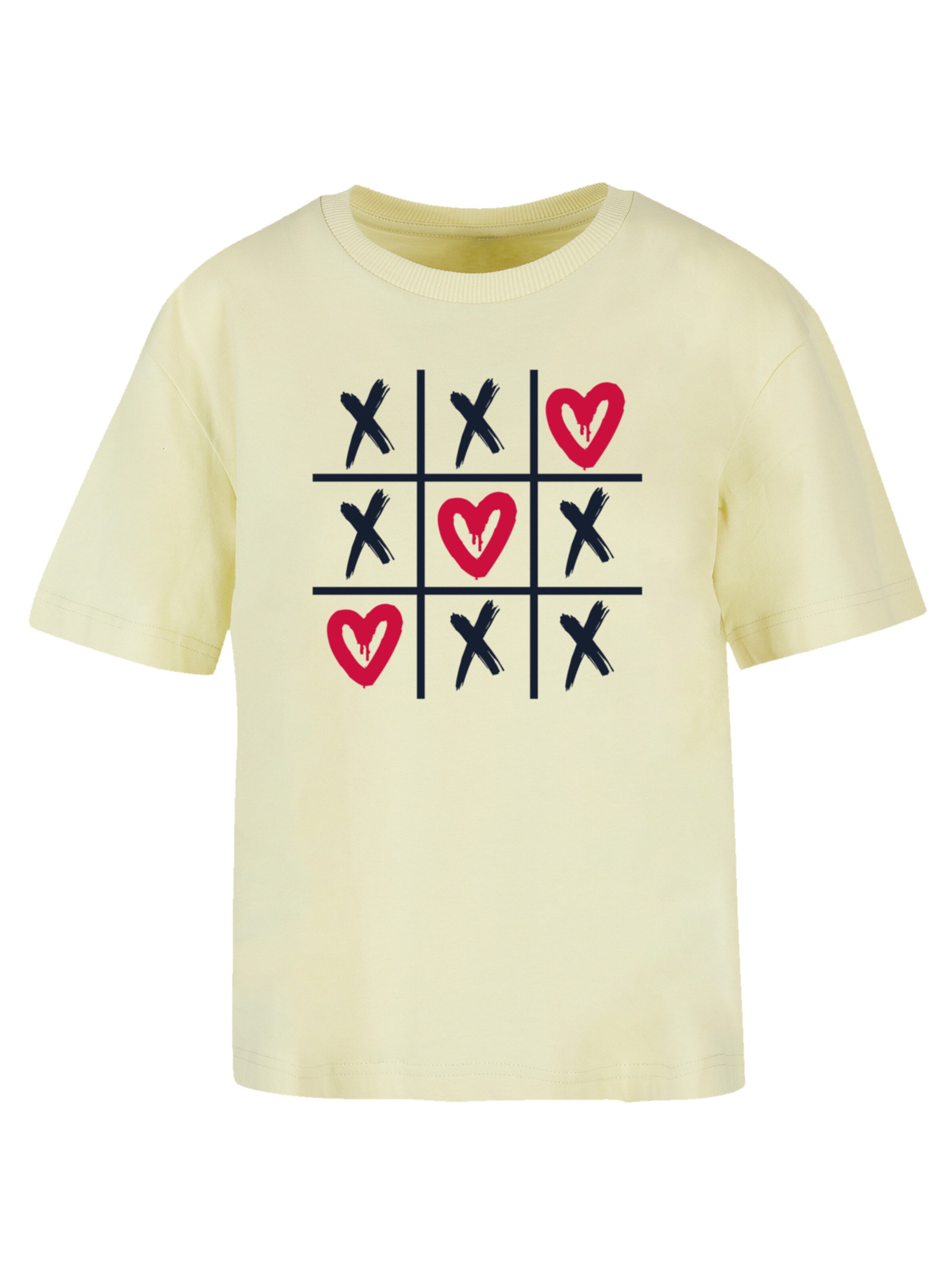 T-shirt 'Valentinstag Herz Tic Tac Toe' F4NT4STIC en jaune : devant
