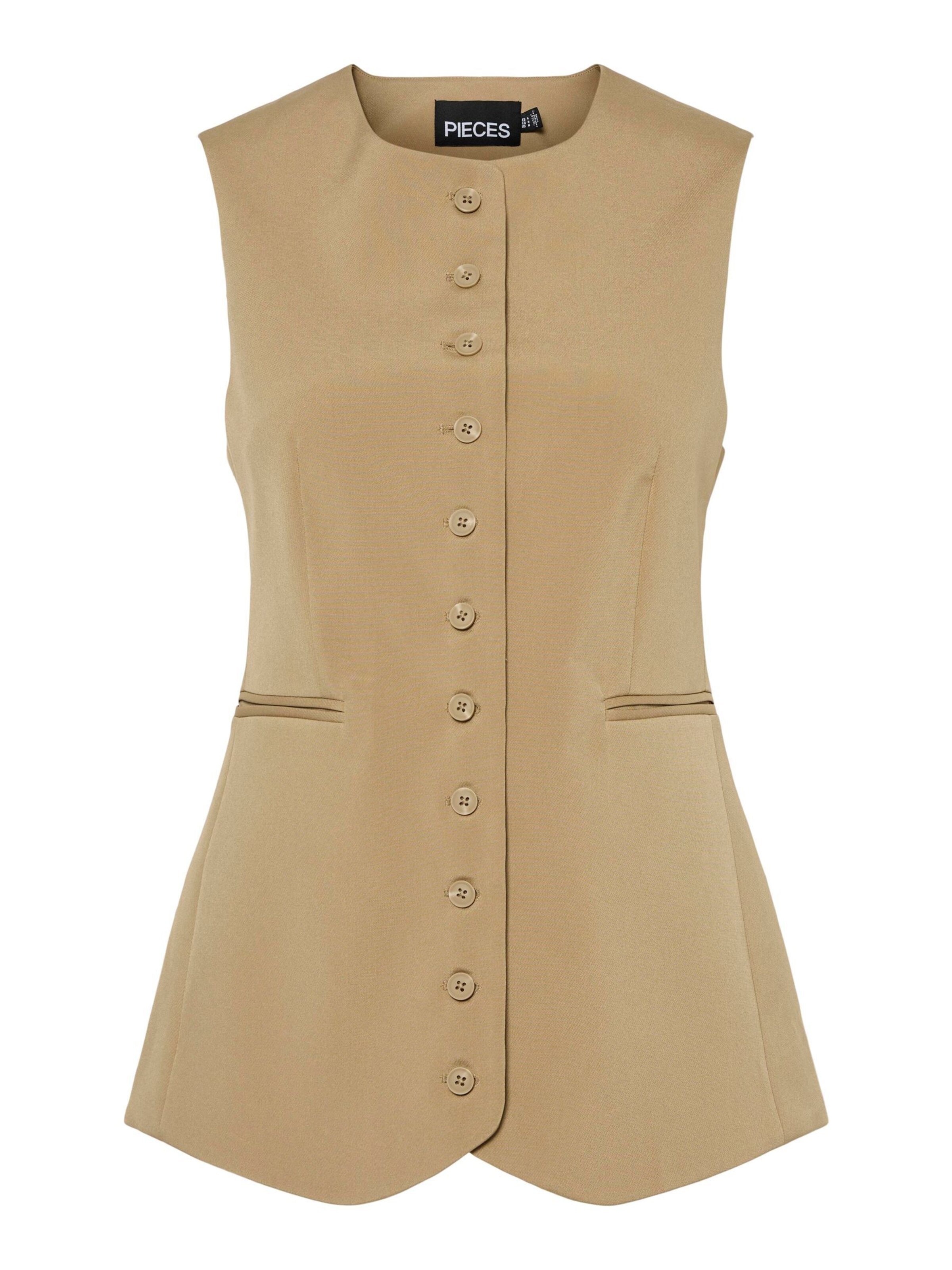 PIECES Jakkesætsvest 'PCTempre' i brun: forside