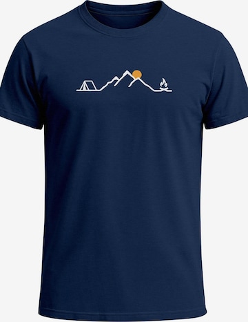 Neverless Shirt 'Tent Campfire' in Blue: front