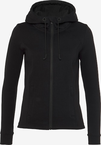 FAYN SPORTS Athletic Zip-Up Hoodie in Black: front