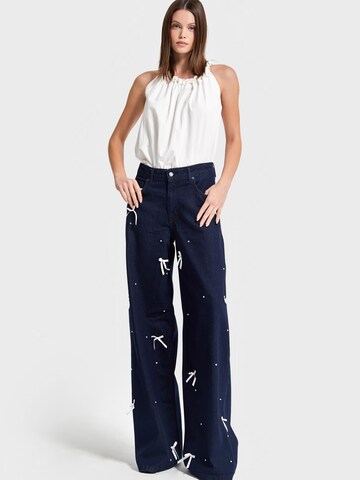 IT'S BASIC Wide leg Jeans 'Palazzo Mid Rise Jeans - Deep Sea' in Blauw