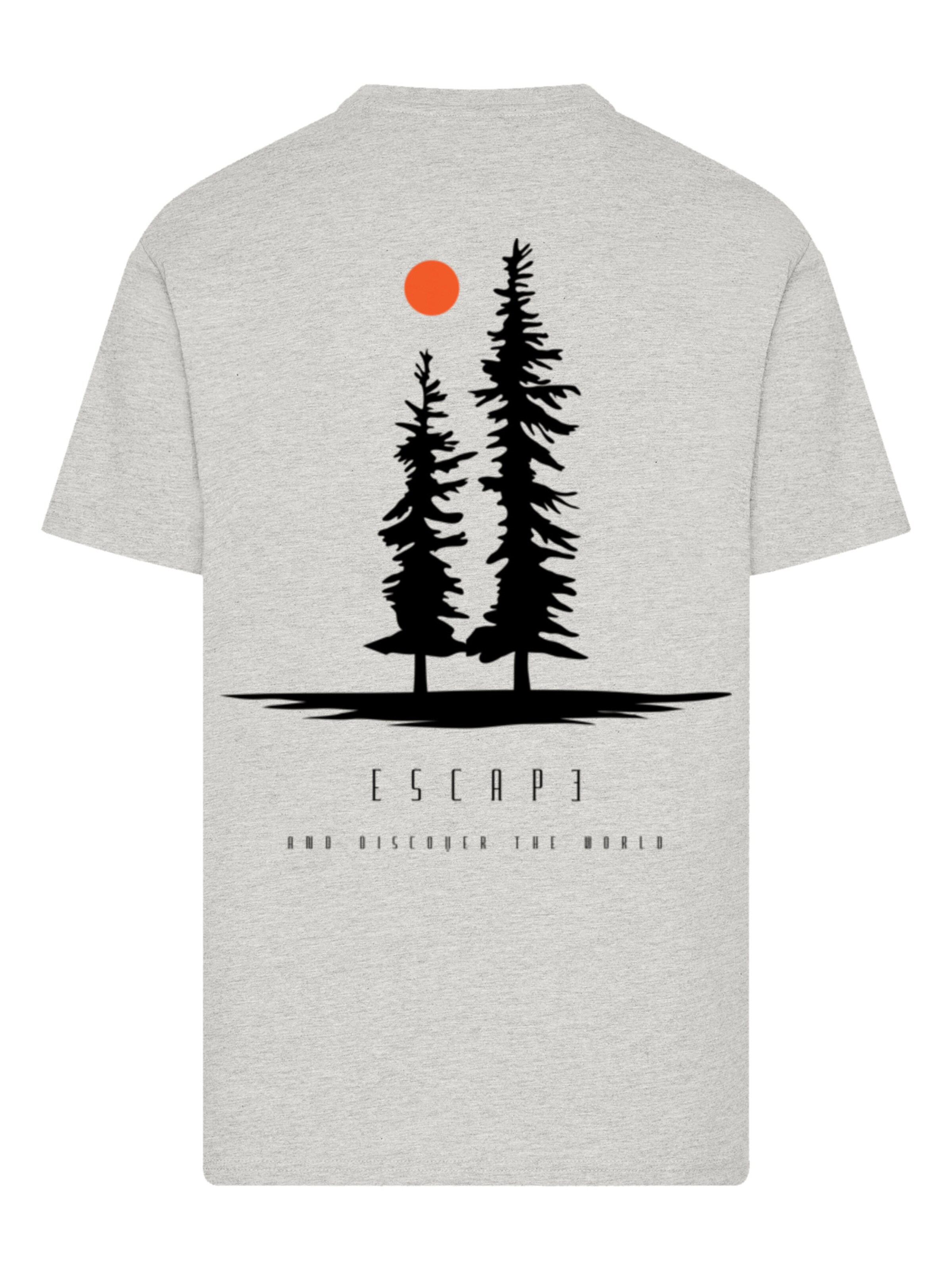 F4NT4STIC Shirt 'Escape Discover the World Pinetree' in Grey