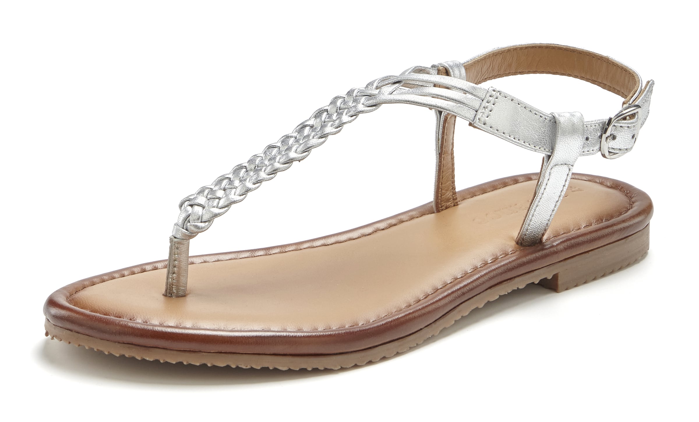 VIVANCE T-Bar Sandals in Silver: front