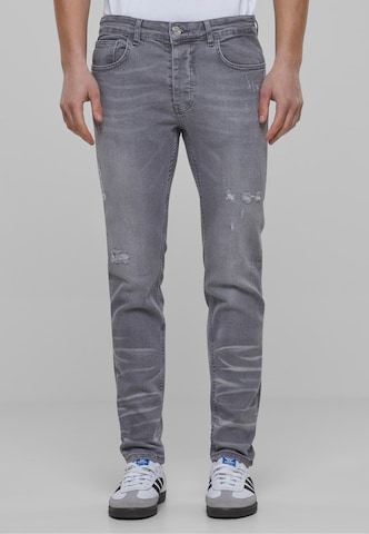 2Y Premium Tapered Jeans in Grey: front