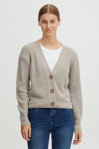 Oxmo Loosefit Strickjacke in Beige: Vorderseite
