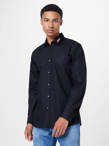 HUGO Red Slim fit Overhemd 'Elisha 02' in Zwart: voorkant