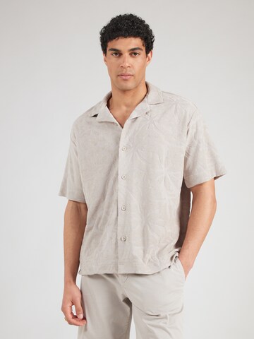 BOSS Классический крой Рубашка 'We Flower' в Серый: спереди