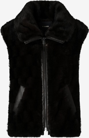PINKO Bodywarmer 'PINKO GLOSSINIA GILET ASPEN ASPETTO VISONE GILET' in Zwart: voorkant