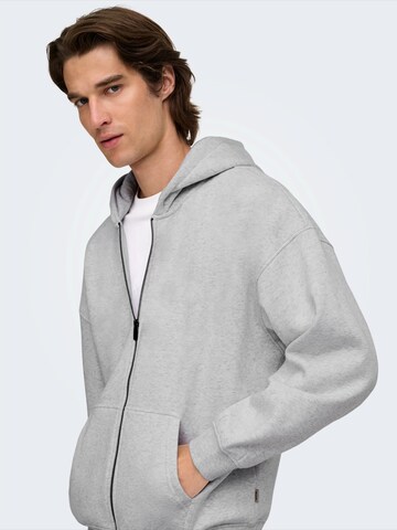 Only & Sons Zip-Up Hoodie 'ONSCERES' in Grey