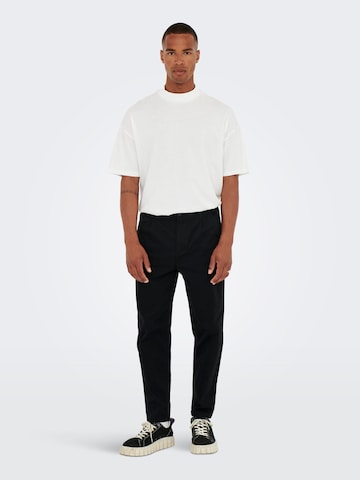 Only & Sons Regular Pleat-Front Pants 'Cam' in Black