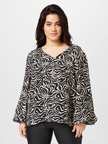 Object Curve Blouse 'LEONORA' in Zwart: voorkant