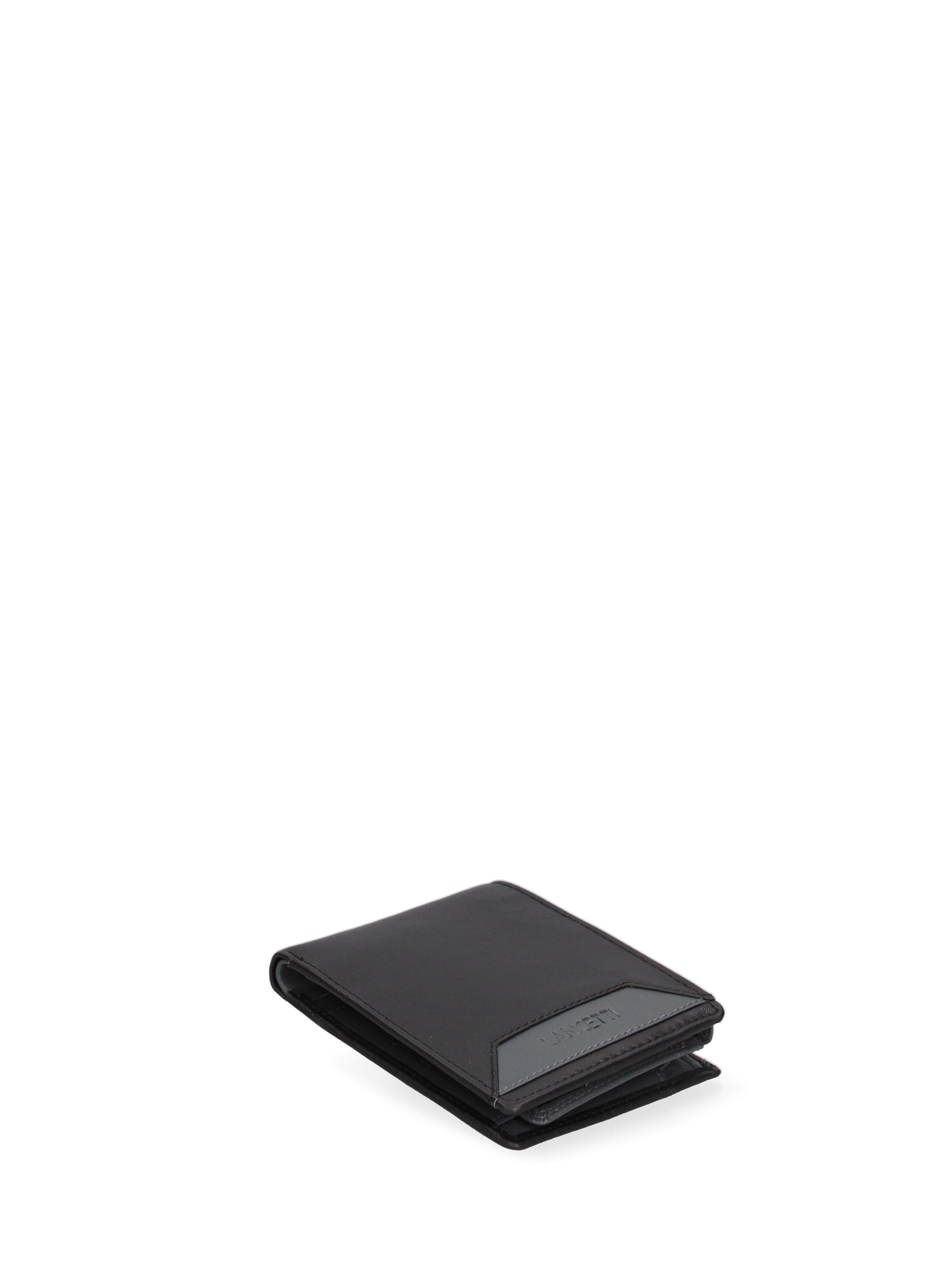 Portamonete 'Portafoglio Uomo Vera Pelle Lancetti Slim Compatto 12x9,5 cm' di Lancetti in nero