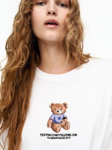 Pull&Bear Koszulka w kolorze biały
