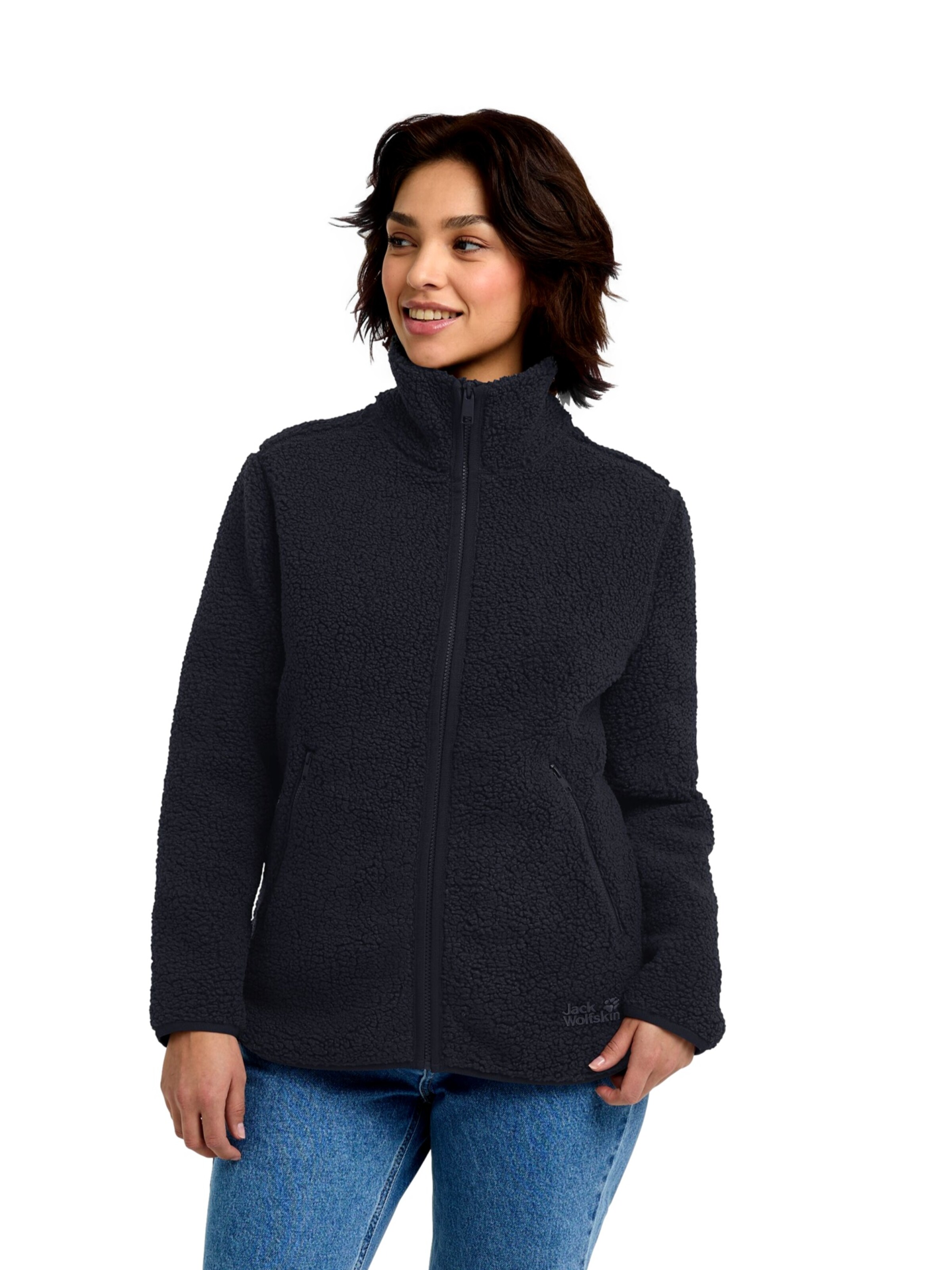 JACK WOLFSKIN Athletic fleece jacket 'High Curl' in Blue: front