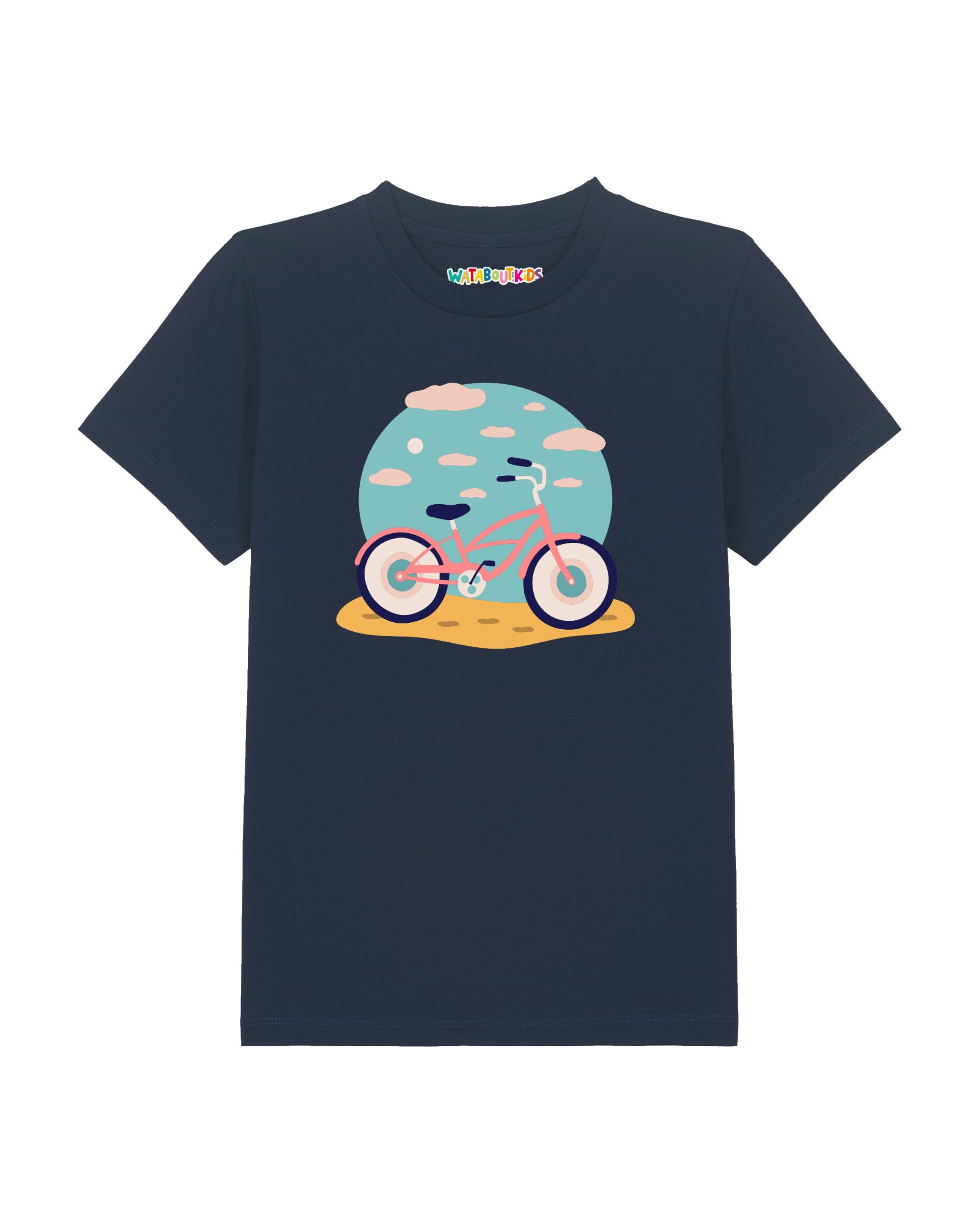 watabout.kids Shirt 'Fahrrad am Strand' in Blauw: voorkant