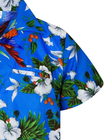 King Kameha Regular fit Button Up Shirt 'Cherryparrot' in Blue