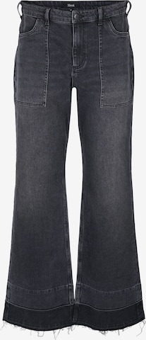 Zizzi Flared Jeans in Grijs: voorkant