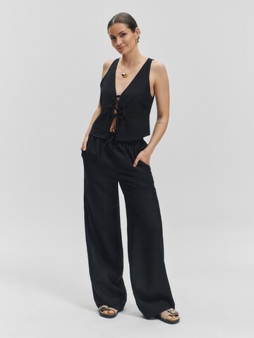 Wide Leg Pantalon De Roos en noir