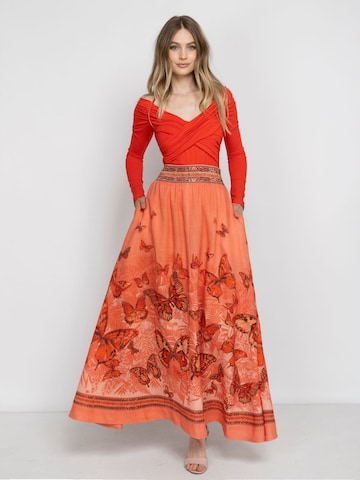JIORO Kjol 'PAPAYA BUTTERFLIES' i orange