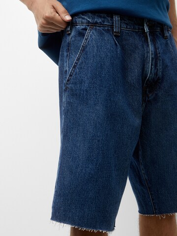 Pull&Bear Wide leg Pleated Jeans in Blue