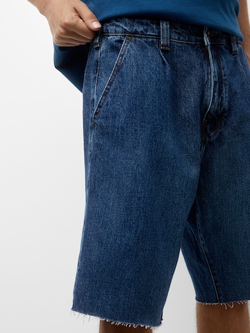 Pull&Bear Wide Leg Jeans med lægfolder i blå