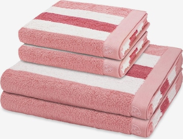 ROSS Towel 'Doubleface Stripes' in Pink: front