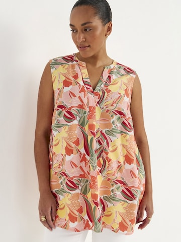 Cellbes of Sweden Ärmellose Tunika mit Taschen und einem Blumen-Muster in Orange: Vorderseite