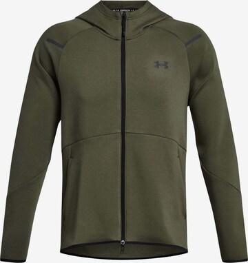 UNDER ARMOUR Athletic Fleece Jacket 'Ua Unstoppable Flc Fz' in Green: front