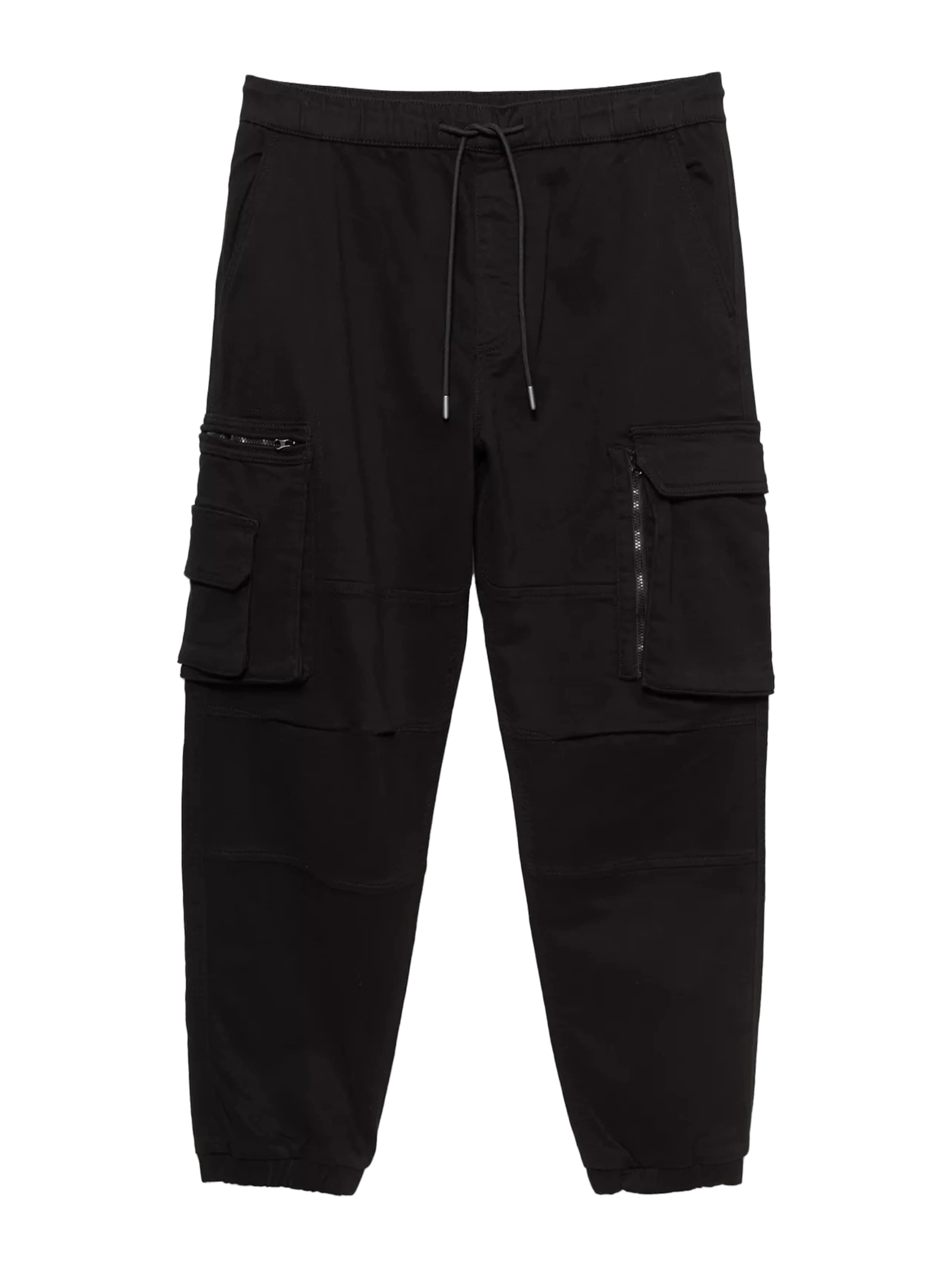 Effilé Pantalon cargo Pull&Bear en noir : devant