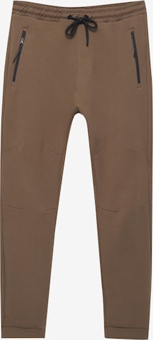 Pull&Bear Tapered Pants in Brown: front