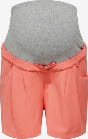 Only Maternity Pleat-Front Pants in Orange: front