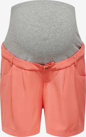 Only Maternity Regular Pleat-Front Pants in Orange: front