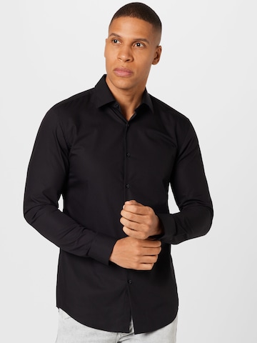 Coupe slim Chemise 'Jenno' HUGO en noir : devant