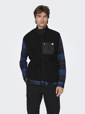 Only & Sons Bodywarmer 'JUST' in Zwart: voorkant