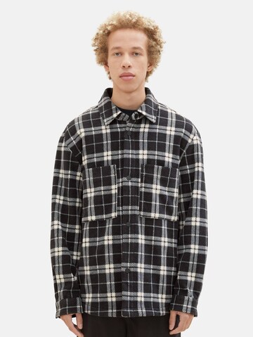 TOM TAILOR DENIM Fleecejacke in Schwarz: Vorderseite